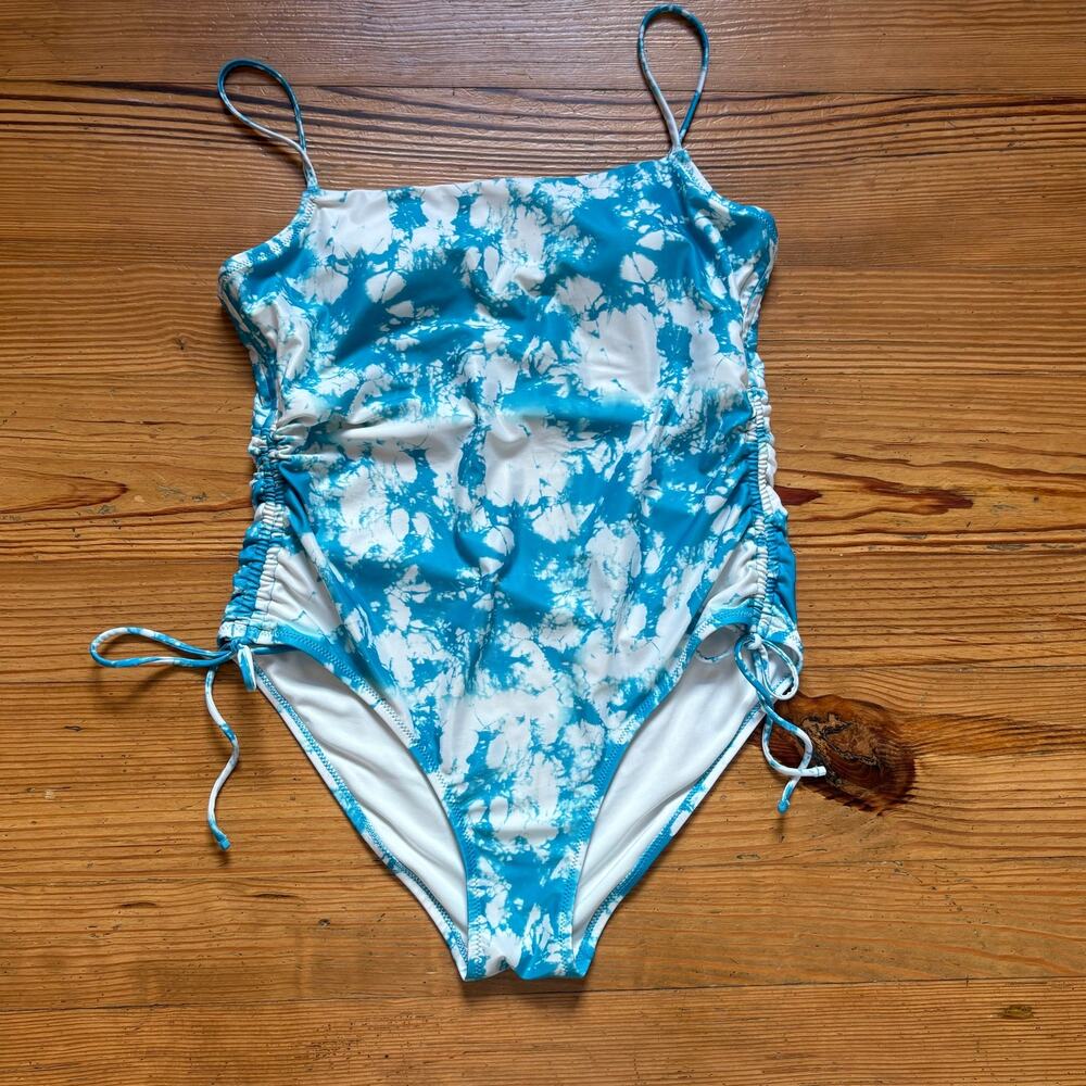No Boundaries blue white tie dyed cheeky one piece‎ swimsuit SIZE L